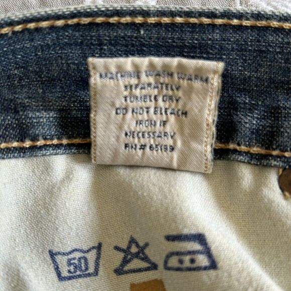 7 For All Mankind Jeans Women 28 Blue Bootcut Low Rise Whiskering Raw Edge Comfy - Picture 4 of 11